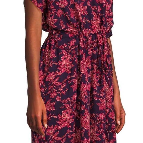 Land's End Women's Short Sleeve Gathered Waist Cover Up Dress Floral NWT XS/S - Picture 3 of 12